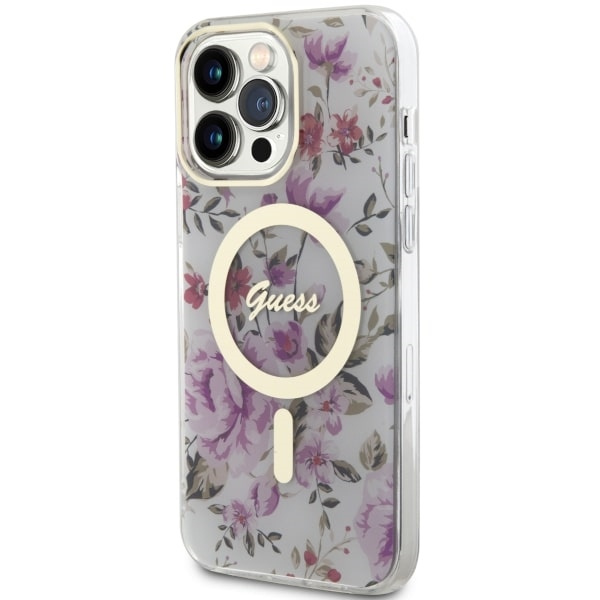 Etui Guess GUHMP14XHCFWST iPhone 14 Pro Max 6.7" transparent hardcase Flower MagSafe Case