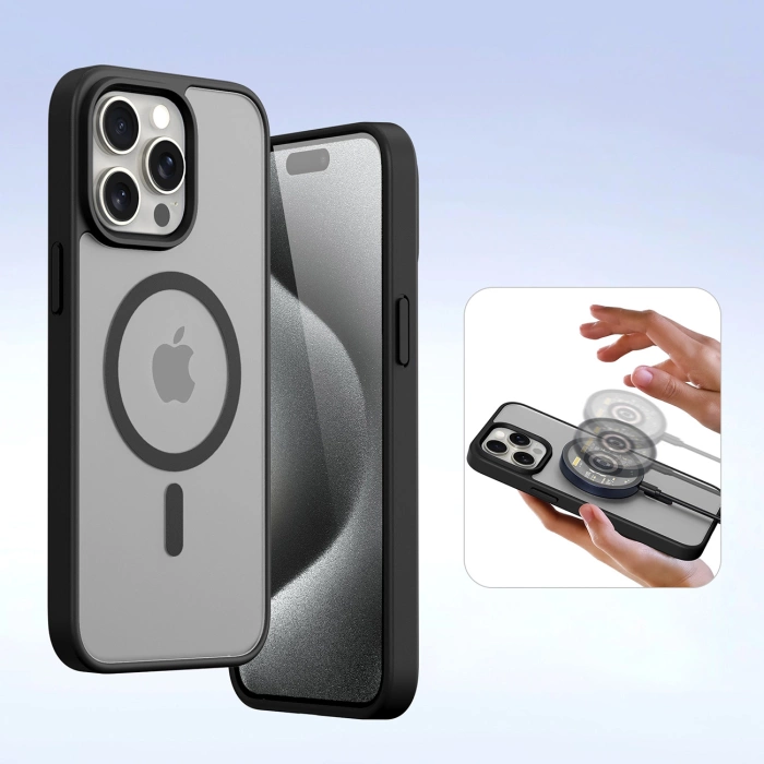 Etui skórzane Dux Ducis Lawa na iPhone 15 Pro Max - czarne