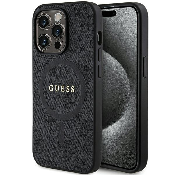 Etui Guess GUHMP15XG4GFRK iPhone 15 Pro Max 6.7" czarny/black hardcase 4G Collection Leather Metal Logo MagSafe Case