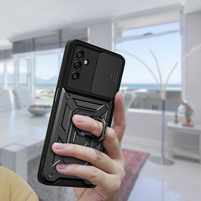 Etui Hybrid Armor Camshield etui Samsung Galaxy A13 5G pancerny pokrowiec z osłoną na aparat czarne Case