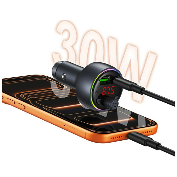 Ładowarka samochodowa USAMS CC328 30W    1xUSB-A 1xUSB-C Bluetooth FM tarnish