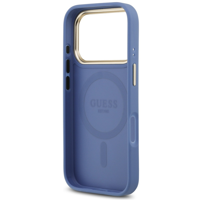 Etui Guess Grained Triangle Logo MagSafe do iPhone 17 Pro czarny