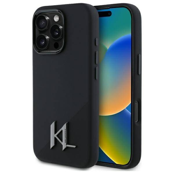 Etui Karl Lagerfeld iPhone 16 Pro Max 6.9" czarny/black hardcase Silicone Shadow Metal Initial MagSafe