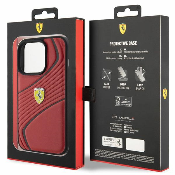 Etui Ferrari FEHCP15LPTWR iPhone 15 Pro 6.1" czerwony/red hardcase Twist Metal Logo Case