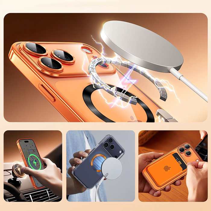 TECH-PROTECT MMP-210 MAGNETIC MAGSAFE RING 2-PACK BLACK & COSMIC ORANGE