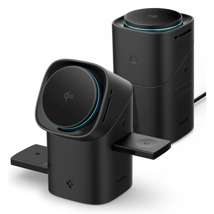 ŁADOWARKA INDUKCYJNA SPIGEN ESSENTIAL EF223MS 3IN1 QI2 ROTARY MAGSAFE WIRELESS CHARGER CZARNA