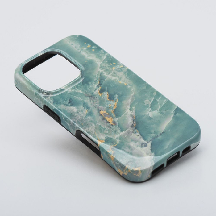 Etui na iPhone 15 PRO MAX Forcell F-Protect Mirage zgodny z MagSafe Military Drop-Test green marble