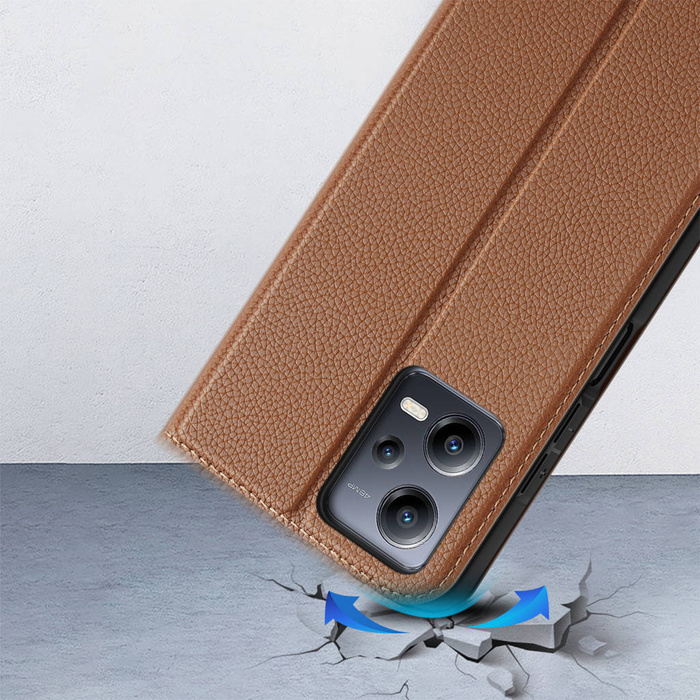 Etui Dux Ducis Skin X2 etui do Xiaomi Redmi Note 12 5G / Poco X5 5G pokrowiec z klapką portfel podstawka brązowe Case