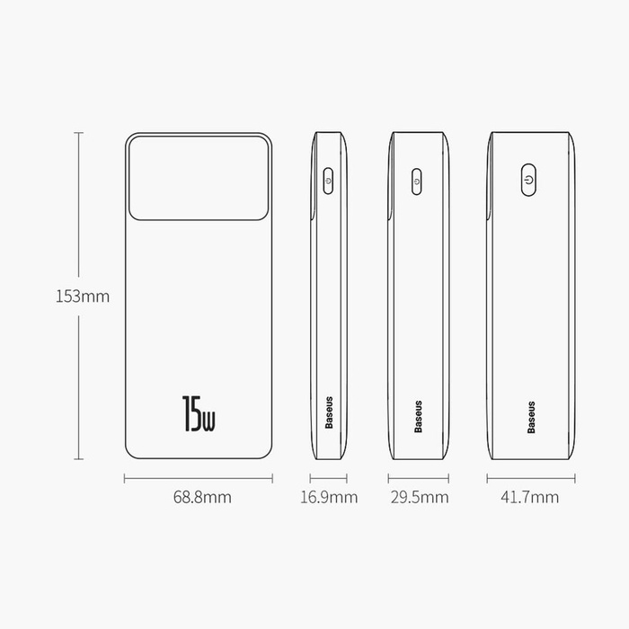 [PO ZWROCIE] Baseus Bipow powerbank z szybkim ładowaniem 20000mAh 15W czarny (Overseas Edition) + kabel USB-A - Micro USB 0.25m czarny (PPBD050101)