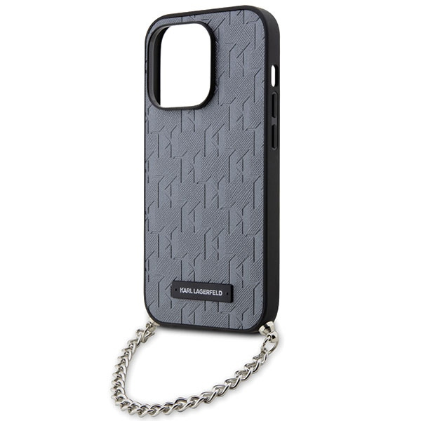 Etui Karl Lagerfeld KLHCP14LSACKLHPG iPhone 14 Pro 6.1" srebrny/silver hardcase Saffiano Monogram Chain Case