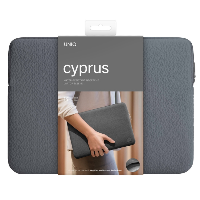 UNIQ neoprene laptop Sleeve 16" Cyprus Water-Resistant Onyx
