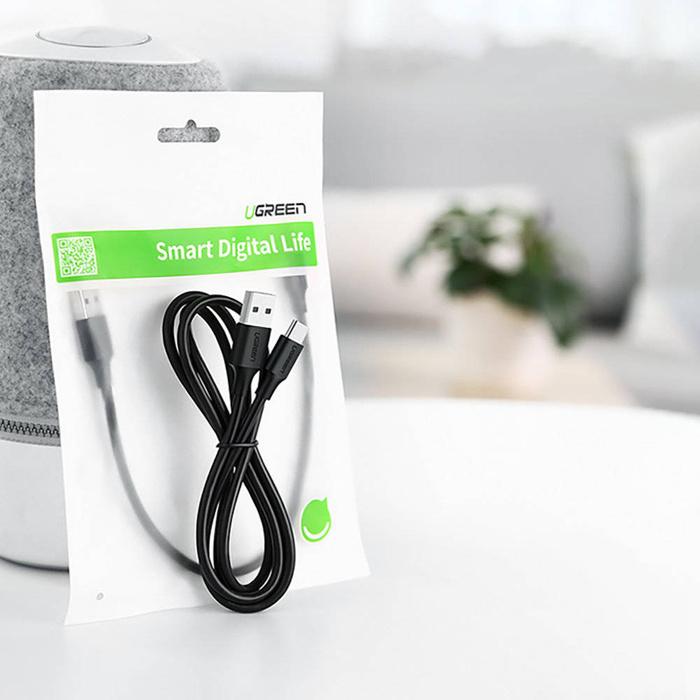 Ugreen kabel przewód USB - USB Typ C Quick Charge 3.0 3A 0,25m czarny (US287 60114)