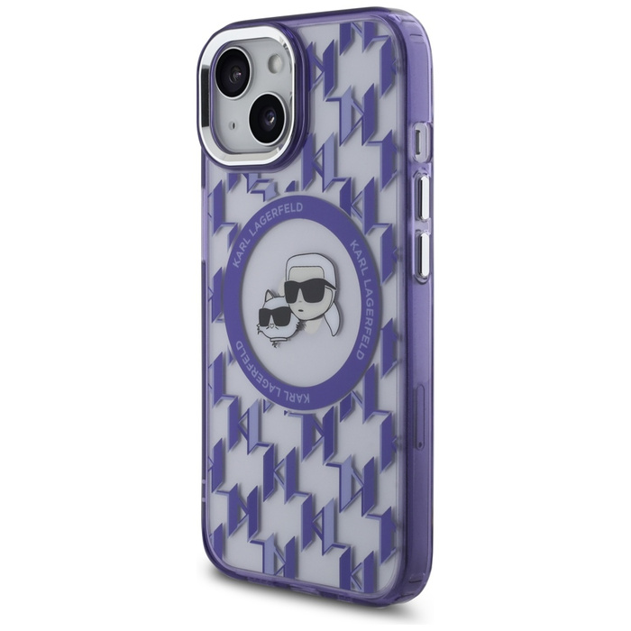 Karl Lagerfeld KLHMP15SHMCKMHU iPhone 15 6.1" fioletowy/purple IML Monogram Karl&Choupette Head MagSafe