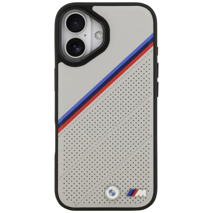 Etui BMW M Tricolor Metal Logo MagSafe   do iPhone 17 szary