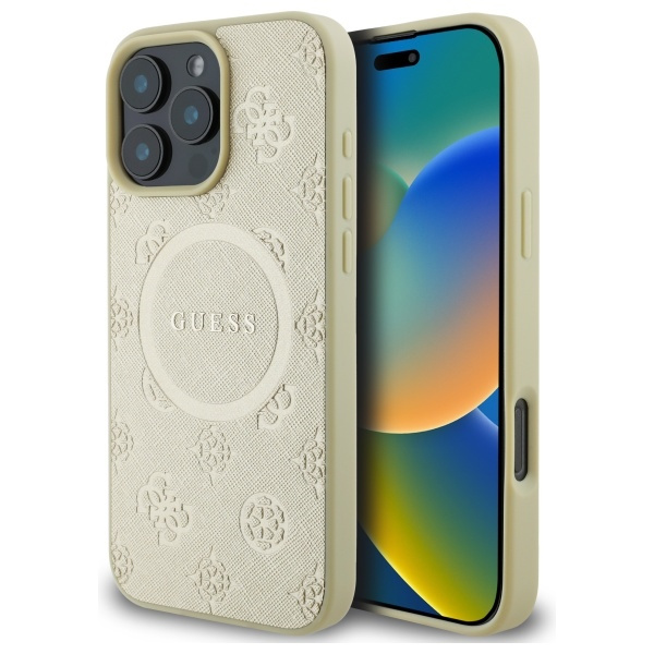 Etui Guess iPhone 16 Pro Max 6,9" złoty/gold HC MagSafe Safiano Peony Classic Logo