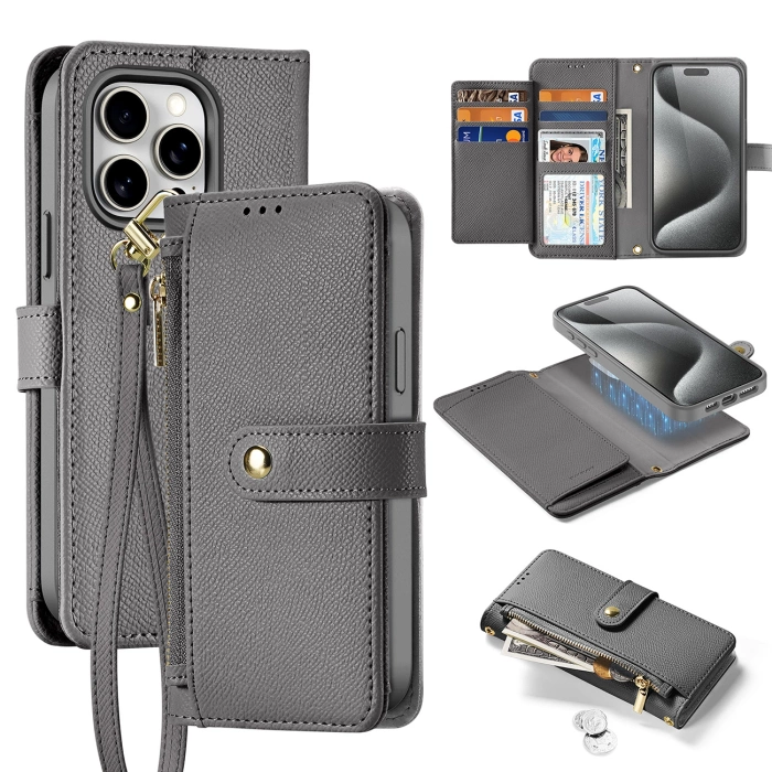 Etui skórzane Dux Ducis Lawa na iPhone 15 Pro Max - szare