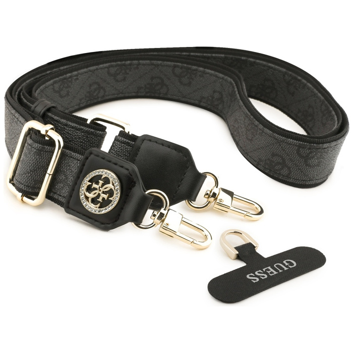 Uniwersalna smycz Guess Universal CBDY   4G Tether Patch Strass Metal Logo czarny