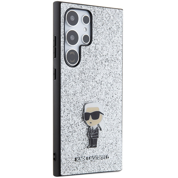 Etui Karl Lagerfeld KLHCS24LGCNPSG S24 Ultra S928 srebrny/silver hardcase Fixed Glitter Ikonik Logo Metal Pin Case