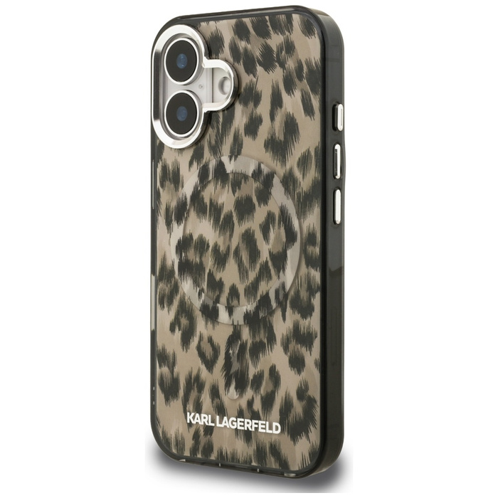 Etui Karl Lagerfeld iPhone 16 IML Leopard Pattern MagSafe Brązowy