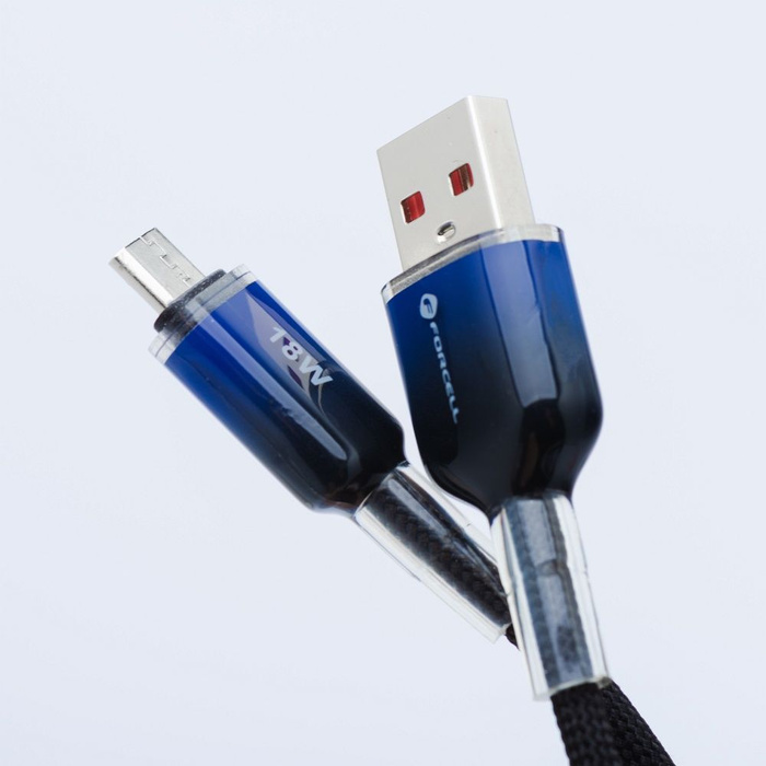 Kabel USB A do Micro USB Forcell F-Energy QC3.0 2,4A 18W Gradient 1 m C351 czarny