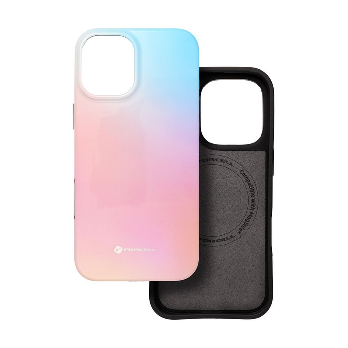 Etui na iPhone 16 PLUS Forcell F-Protect Mirage zgodny z MagSafe Military Drop-Test pinky blue