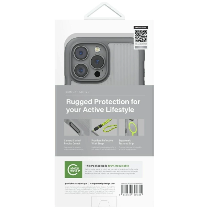 Etui UNIQ Combat Active do iPhone 16 Pro Max Magclick Charging szary