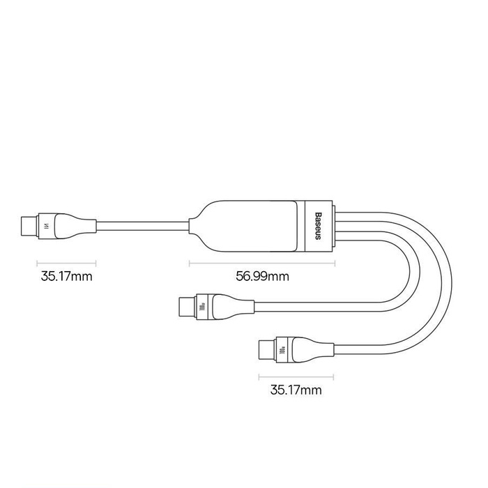 Baseus Flash Series Ⅱ kabel do szybkiego ładowania 2w1 USB-C - 2xUSB-C 100W 1.5m czarny