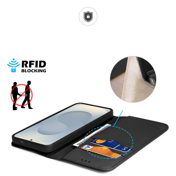 Etui Dux Ducis Hivo na Samsung Galaxy S25 Edge z klapką i ochroną RFID - czarne