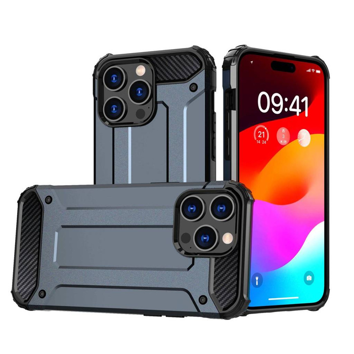 Etui Pancerne etui do iPhone 15 Pro Hybrid Armor - niebieskie Case