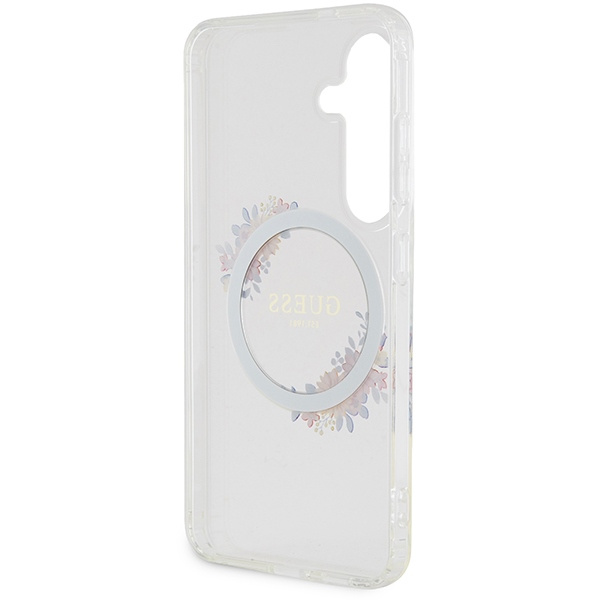 Etui Guess GUHMS24SHFWFCT S24 S921 przeźroczysty/transparent hardcase IML Flowers Wreath MagSafe Case
