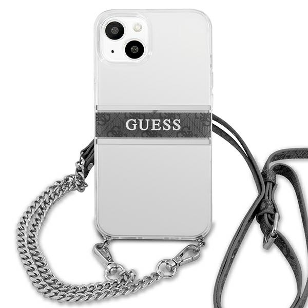 Etui GUESS Apple iPhone 13 Mini 4G Grey Strap Silver Chain Bezbarwny Hardcase