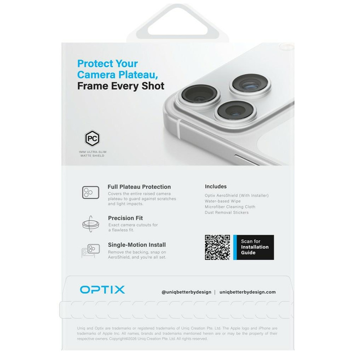 Ochrona modułu kamery aparatu UNIQ Optix Aeroshield Camera Module Protector do iPhone 17 Pro Max przezroczysty