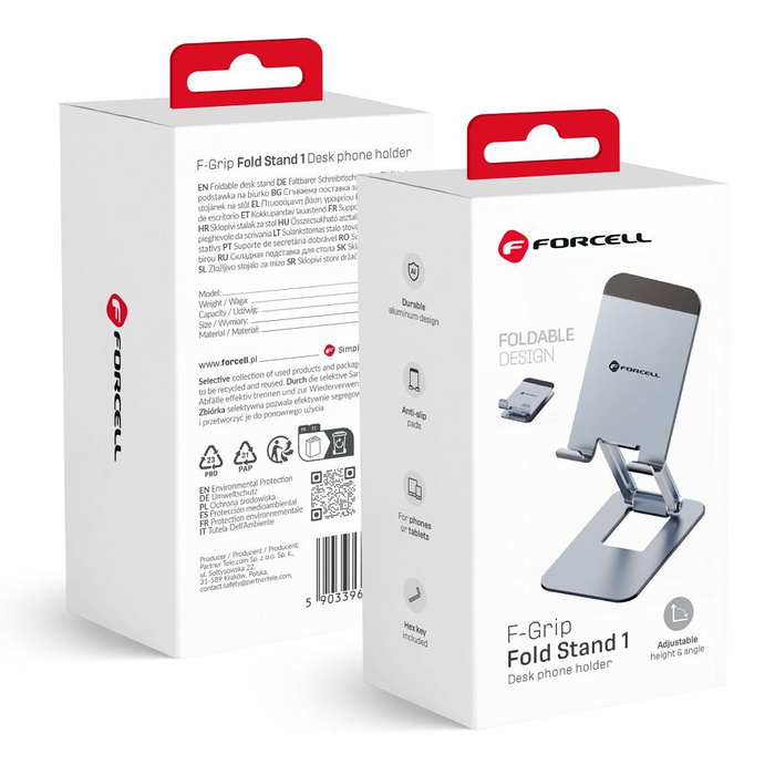 Uchwyt na telefon / tablet biurkowy składany Forcell F-Grip Fold Stand 1 szary