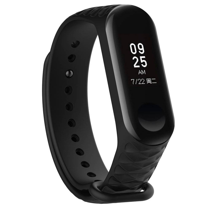 Zamienna silikonowa opaska pasek do Xiaomi Mi Band 4 / Mi Band 3 Diamond czarny