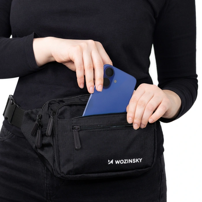 Saszetka biodrowa Wozinsky WSB-W1 na ramię unisex regulowany pasek wodoodporna - czarna