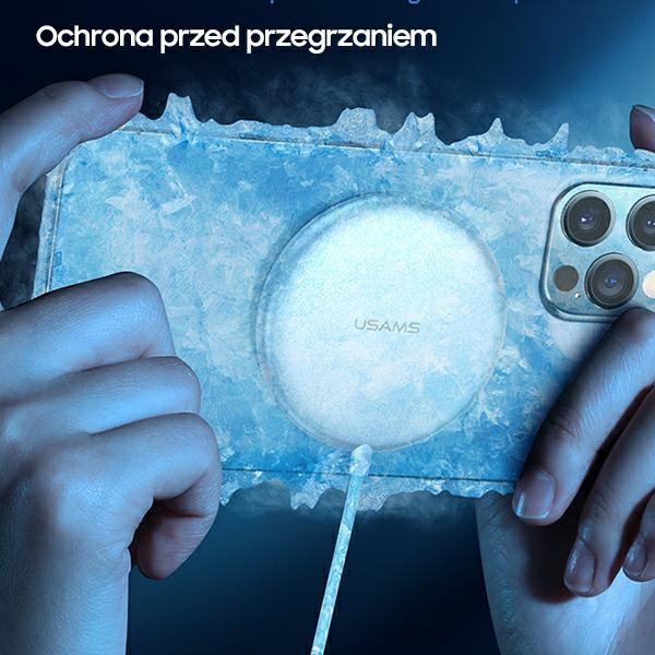 Ładowarka Indukcyjna USAMS Apple iPhone 12 Series Magnetic W2 15W Aluminiowa US-CD160 CD160DZ01 Srebrny