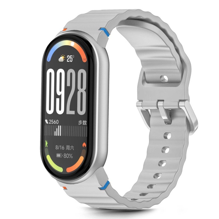 PASEK TECH-PROTECT XIAOMI SMART BAND 8 / 9 / 10 / NFC SILICONE SPORT CRAYON SZARY