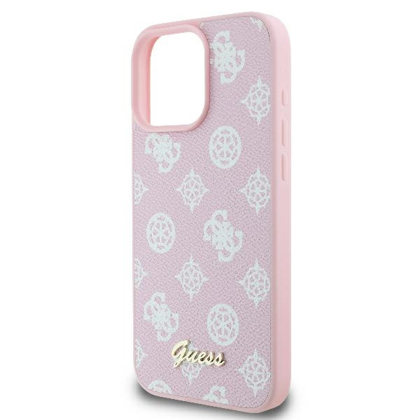 Etui Guess iPhone 16 Pro 6.3" różowy/pink hardcase Peony Script Logo MagSafe