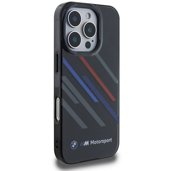 Etui BMW iPhone 16 Pro Max 6.9" czarny/black hardcase Motosport IML Random Stripes