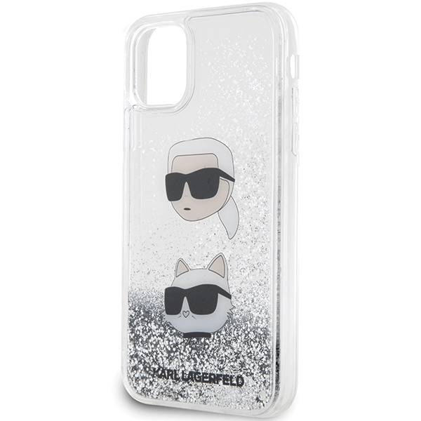 Etui Karl Lagerfeld KLHCN61LDHKCNS iPhone 11 / Xr 6.1" srebrny/silver hardcase Liquid Glitter Karl & Choupette Heads Case