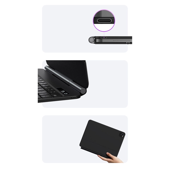 Baseus Brilliance klawiatura bluetooth etui iPad Pro 11'' (2018/2020/2021) / iPad Air 4 10.9'' / iPad Air 5 10.9'' / iPad 10 10.9'' (2022) magnetyczne z klapką podstawka szare