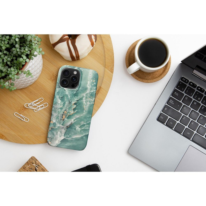 Etui na iPhone 15 PRO MAX Forcell F-Protect Mirage zgodny z MagSafe Military Drop-Test green marble