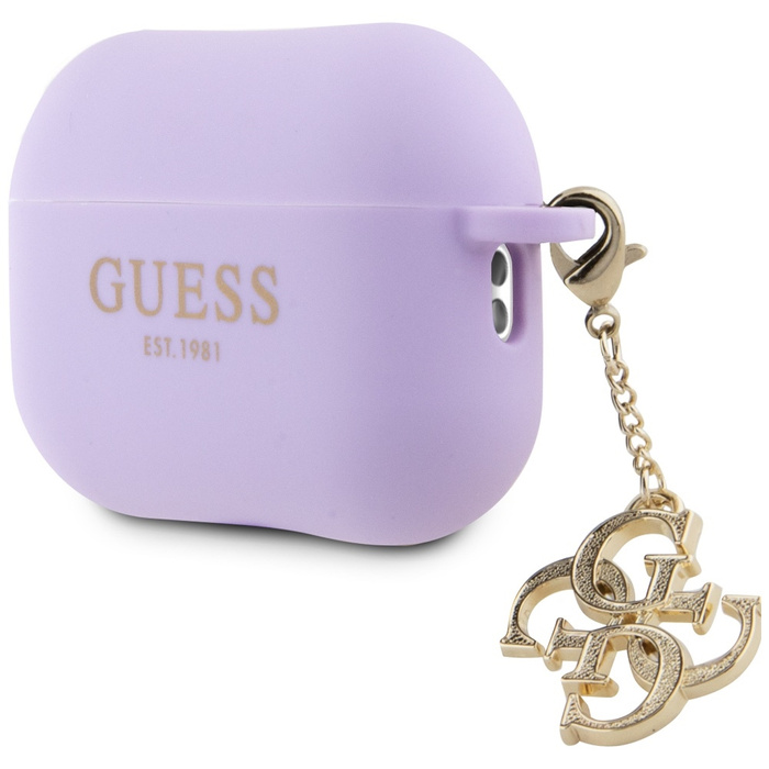 Etui Guess GUAP2LECG4U AirPods Pro 2 cover fioletowy/purple Liquid Silicone Glitter Triangle Charm Case