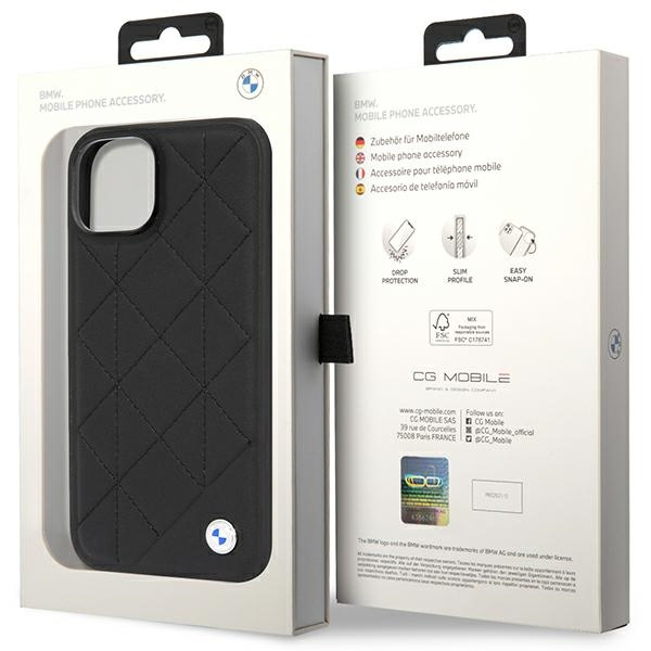 Etui BMW BMHCP14S22RQDK iPhone 14 6.1" czarny/black Leather Quilted