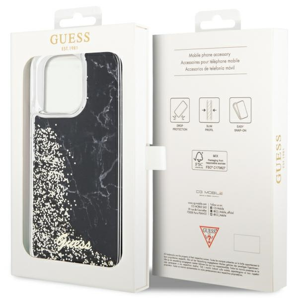 Etui Guess GUHCP14XLCSGSGK iPhone 14 Pro Max 6.7" czarny/black hardcase Liquid Glitter Marble Case