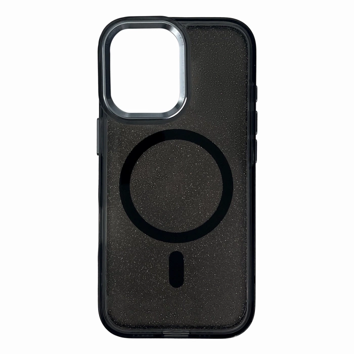 Etui Glitter Case MagSafe na iPhone 16 - czarne z brokatem