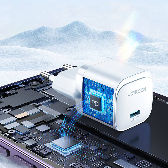 Mini ładowarka USB C 20W PD z kablem USB C - Lightning Joyroom JR-TCF02 | biała