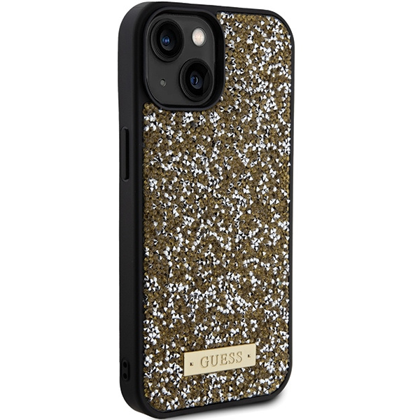 Etui Guess GUHCP15SPFGSBSD iPhone 15 6.1" żółty/yellow hardcase Rhinestone Metal Logo Case