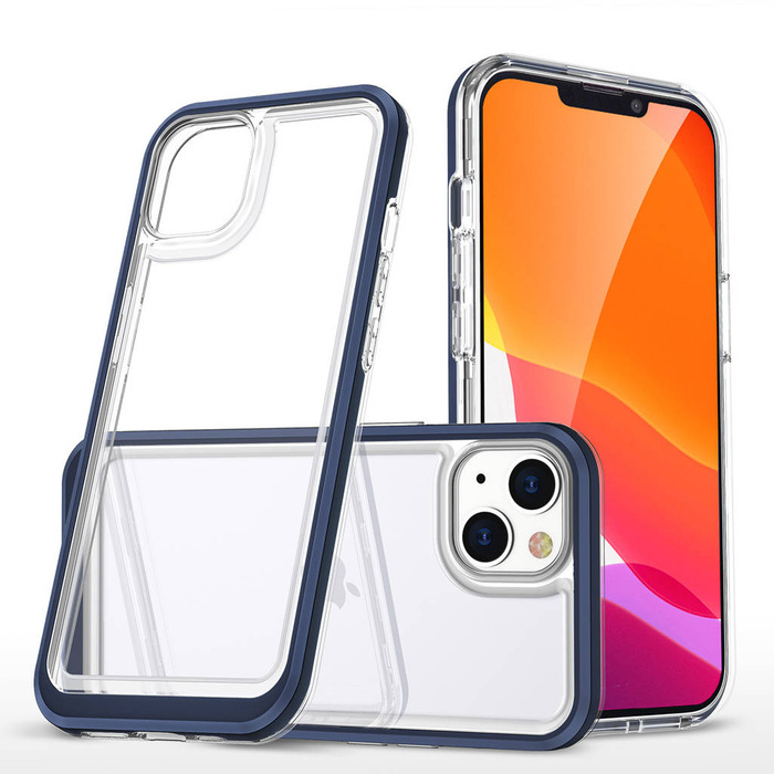 Etui Clear 3in1 Etui iPhone 14 Silikonowy Pokrowiec Z Ramką Niebieskie Case
