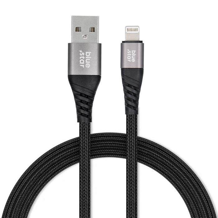 Kabel USB A do Lightning Blue Star 2,4A z oplotem 1,2 m TFK-DC-003 czarny 